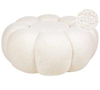 Beliani Pouf moderno rotondo in tessuto boucle bianco sporco