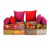 Pouf Modulare a 2 Posti in Tessuto Patchwork