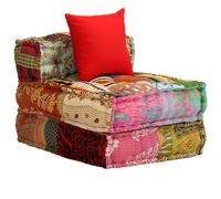 Pouf modulare a 3 posti in tessuto patchwork
