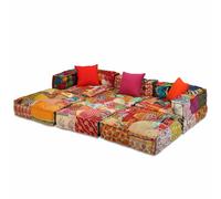 Pouf modulare a 3 posti in tessuto patchwork