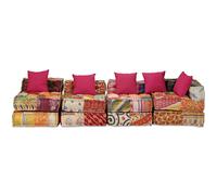 vidaXL Pouf Modulare a 4 Posti Tessuto Patchwork Divano Divanetto Sofà Salone