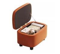 Pouf multifunzionale con contenitore, sgabello cubo in legno, poggiapiedi imbottito in pelle per soggiorno e scatola dei giocattoli, eleganti opzioni di colore marrone e arancione, comodo e versatile