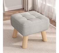 Pouf multifunzionale grigio con poggiapiedi, piccolo, imbottito, per cambiare le scarpe, tavolino da caffè, trucco, decorazione per soggiorno (30 x 30 x 26 cm)