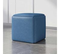 Pouf ottomano 5 in 1, impilabile, con ruote girevoli, poltrona imbottita in blu, per soggiorno e camera da letto (35 x 35 cm)
