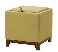 Pouf ottomano con contenitore, poggiapiedi quadrato imbottito e piedini in legno massello, ideale per divano o tavolino, poggiapiedi morbido e funzionale