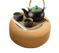 Pouf Ottomano Da Esterno - Set Poggiapiedi Da Patio, Cuscīno In Rattan Realizzato A Mano, Costruzione Per Tutte Le Stagioni, Opzione Di Seduta Portatile | Elegante Mobile Per La Decorazione Della Casa