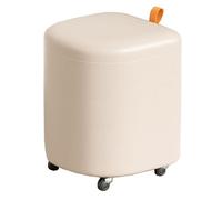 Pouf ottomano in pelle beige, impilabile, girevole a 360°, poggiapiedi imbottito, panca da trucco per soggiorno e camera da letto, versatile salvaspazio ed elegante decorazione