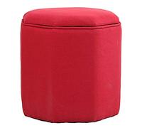 Pouf ottomano in tessuto di lino, poggiapiedi, contenitore per scarpe, tavolino da caffè, seduta imbottita rossa, 38 x 38 x 40 cm, elegante e funzionale decorazione per la casa