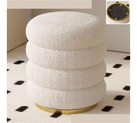 Pouf ottomano rotondo bianco accogliente sgabello per il trucco per soggiorno o camera da letto morbido poggiapiedi con scomparto nascosto per una nizzazione elegante