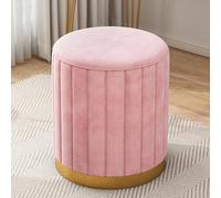 Pouf ottomano rotondo in velluto grigio alla moda - poggiapiedi basso in pelle per camera da letto, soggiorno, ingresso e ufficio - sgabello creativo e sedia da toeletta decorazione per la casa