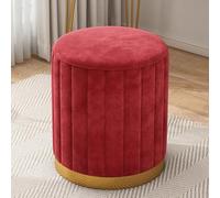 Pouf ottomano rotondo in velluto grigio alla moda - poggiapiedi basso in pelle per camera da letto, soggiorno, ingresso, ufficio, sedia da toeletta - elegante decorazione per la casa