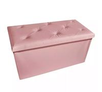 Pouf Panca Contenitore Ecopelle Baule Seduta e Poggiapiedi ROSA