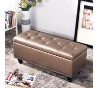 Pouf Panca Contenitore Ecopelle Cassapanca Capiente Divanetto Divano Champagne