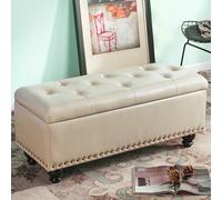 Pouf Panca Contenitore in Ecopelle Cassapanca Capiente Divanetto Divano Beige