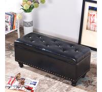 Pouf Panca Contenitore in Ecopelle Cassapanca Capiente Divanetto Divano Nero