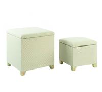 POUF PANCA CONTENITORE SET 2 PEZZI QUADRATO IMPILABILI IN TESSUTO