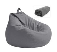 Pouf per bambini e adulti, 100 x 120 cm, senza imbottitura, copridivano, per sacchi di fagioli con chiusura lampo, antipolvere, senza imbottitura, per esterni Living Room Decor, grigio scuro