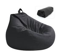 Pouf per bambini e adulti, 100 x 120 cm, senza imbottitura, copridivano, per sacchi di fagioli con chiusura lampo, antipolvere, senza imbottitura, colore: nero