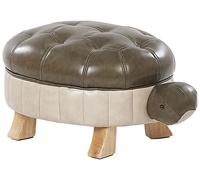 Pouf per Bambini in Ecopelle Verde Scuro con Gambe in Legno Turtle