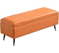 Pouf Pieghevole antincendio con Tecnologia di stoccaggio di Massa, Contenitore per i Piedi, Sgabello per Cambiare Le Scarpe, per Soggiorno, Ingresso, Camera da,Orange-120cm/47.2in