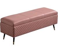 Pouf Pieghevole antincendio con Tecnologia di stoccaggio di Massa, Contenitore per i Piedi, Sgabello per Cambiare Le Scarpe, per Soggiorno, Ingresso, Camera da,Pink-120cm/47.2in