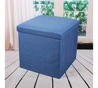 Pouf pieghevole blu da 30,5 cm, contenitore imbottito per camera da letto e corridoio, elegante tessuto a forma di cactus, 30 x 30 x 30 cm, seduta morbida con cuscino