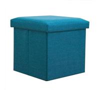 Pouf pieghevole con coperchio rimovibile, cubo salvaspazio in tessuto di lino per soggiorno, camera da letto e sala giochi