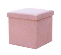 Pouf pieghevole con coperchio rimovibile, cubo salvaspazio in tessuto di lino per soggiorno, camera da letto e sala giochi