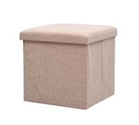 Pouf pieghevole con coperchio rimovibile, cubo salvaspazio in tessuto di lino per soggiorno, camera da letto e sala giochi