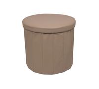 Pouf Pieghevole Contenitore Ecopelle Tinta Unita Rotondo Varie Colorazioni