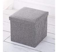 Pouf pieghevole in tessuto grigio, 30 x 30 x 30 cm, sgabello imbottito per camera da letto, corridoio e soggiorno, elegante organizer e arredamento per spogliatoio