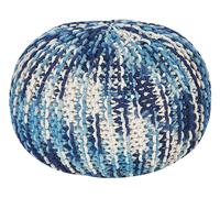 Pouf poggiapiedi imbottito cotone bianco e blu 50 x 35 cm Conrad