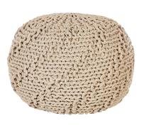 Beliani Pouf poggiapiedi imbottito sgabello in cotone beige 50 x 35 cm