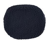 Pouf poggiapiedi imbottito sgabello in cotone nero 50 x 35 cm Priene