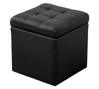 Pouf poggiapiedi in finta pelle, contenitore per giocattoli con cerniera superiore, organizer per pouf, nero, 40 x 40 x 40 cm