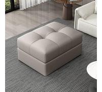 Pouf poggiapiedi in pelle grigio chiaro con contenitore, versatile poggiapiedi e cambio scarpe, per camera da letto, bagno o soggiorno, 80 x 60 x 43 cm