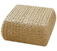 Pouf poggiapiedi in rattan intrecciato con cuscino, elegante sgabello quadrato per giardino, sala da pranzo, versatile decorazione per la casa, soluzione confortevole