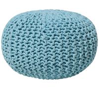 Beliani Pouf poggiapiedi in tessuto azzurro 40 x 25 cm