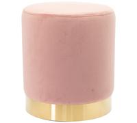 Shally Dogan Pouf in Velluto con Base in Metallo e Struttura in MDF, Design Moderno, Poggiapiedi Forma Cilindrica, Sgabello Tondo con Seduta Imbottita Morbida, Arredamento Interno (Rosa)