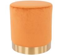 Pouf Poggiapiedi in Velluto Terracotta Struttura Legno 31x31x38 cm Base dorata M