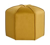Pouf poggiapiedi moderno rotondo in velluto giallo Wishek