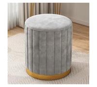 Pouf Poggiapiedi Sgabello da trucco leggero di lusso for la casa, piccolo sgabello rotondo for camera letto, sedia piccola for celebrità Internet, for il divano, for vestiario(LIGHT GRAY)