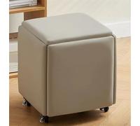 Pouf-poltrona impilabile 5 in 1 con ruote e poggiapiedi in pelle | Pouf versatile in pelle con ruote, ripiegabile a formare una sedia cubica; un elegante poggiapiedi per soggiorno e sala da