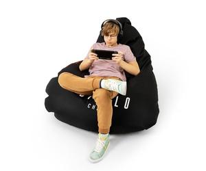 Pouf Poltrona Sacco XXL Con Ibottitura da Gaming da Gioco per la camera dei Bambini Soggiorno Beanbag Perle in EPS Poliestere 100 cm x 110 cm x 110 cm (Black)