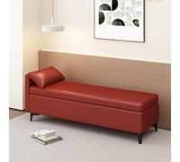 Pouf portaoggetti in pelle con cuscino, poggiapiedi e panca per giocattoli, per soggiorno e camera da letto, 130 cm, ideale per l'uso finale del letto