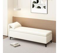 Pouf portaoggetti in pelle con cuscino, poggiapiedi e panca per giocattoli, per soggiorno e camera da letto, 130 cm, ideale per l'uso finale del letto