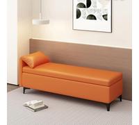 Pouf portaoggetti in pelle con cuscino, poggiapiedi e panca per giocattoli, per soggiorno e camera da letto, 130 cm, ideale per l'uso finale del letto