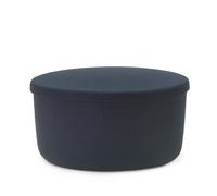 Pouf Portaoggetti in Pelle Grande Blu Acciaio