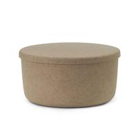 Pouf Portaoggetti in Pelle Grande Sabbia