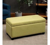 Pouf portaoggetti, lavabile, in morbido cotone e lino, con contenitore in legno massello, per soggiorno e camera da letto, elegante e funzionale, 80 x 45 x 42 cm